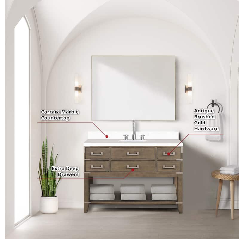 Norwalk 48 in W x 22 in D Black Oak Single Bath Vanity and Cultured Marble Top