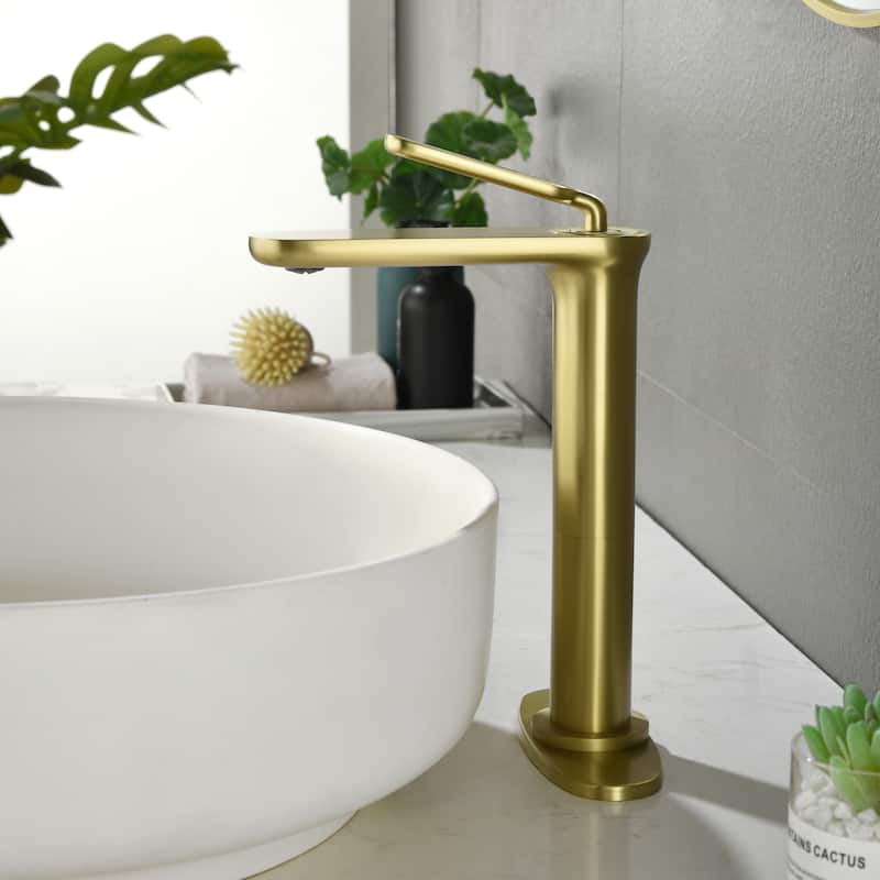 Rbrohant Single Hole Faucet Single-handle Bathroom Faucet - Brushed Gold