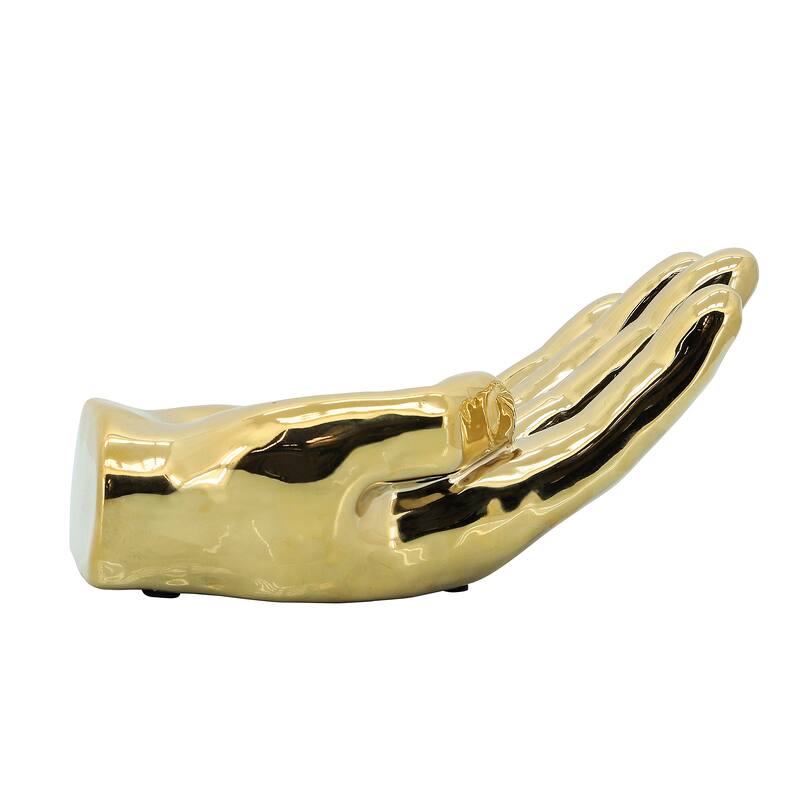 Sagebrook Home 8" Ceramic Asking Hand Statue Decor Ceramic Artsy Desk Sculpture Creative Decorative Art Sculpture - 8" x 4" x 4"