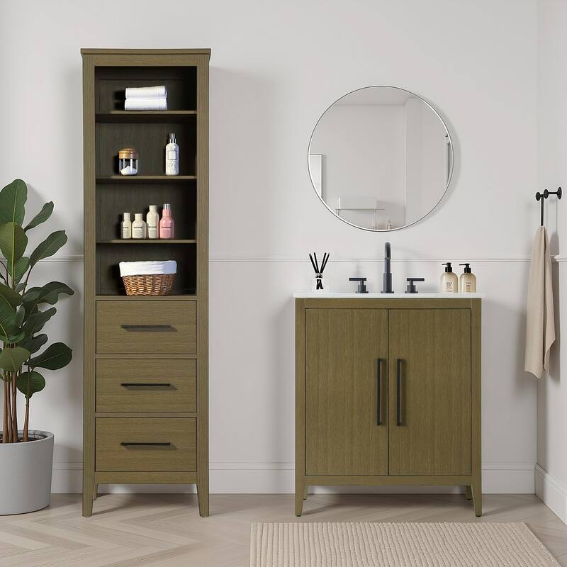 Laura 16-28 Inch Open Shelving Bath Storage Cabinet