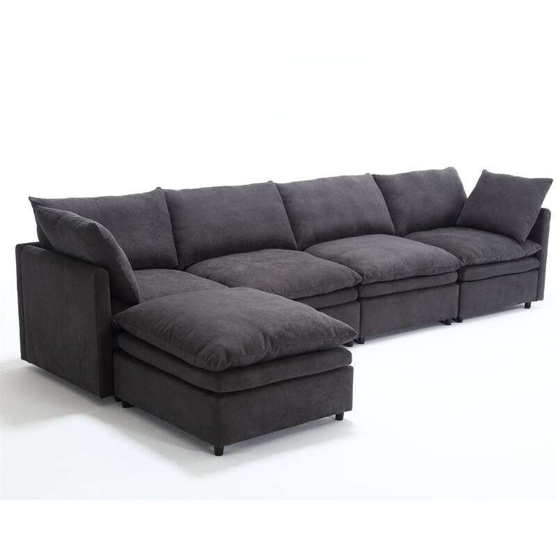 Modern 5-seat U-shaped Sectional Sofa with Chaise Lounge