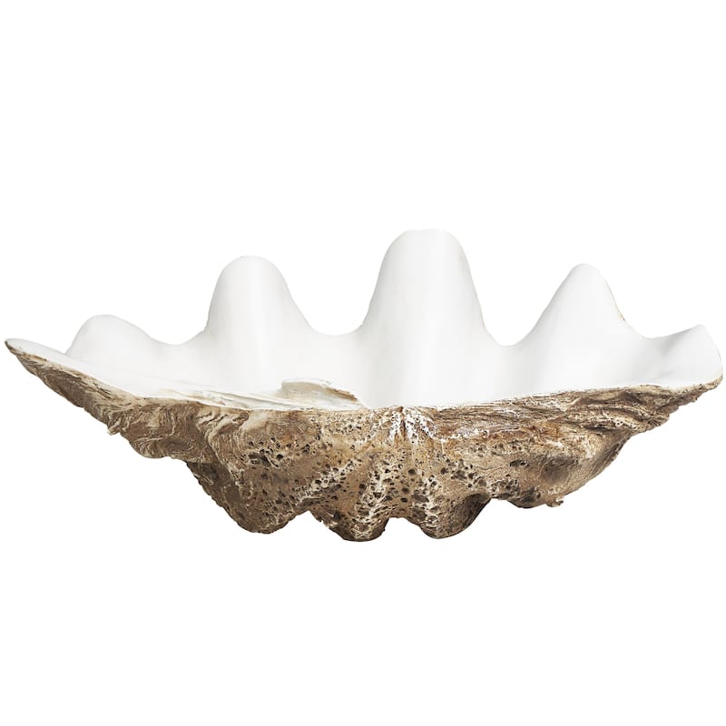 Polystone Shell Decorative Decorative Bowl - White - Roche River Decor