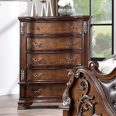 Furniture of America Wrea Traditional Wood 5-Drawer Tall Dresser