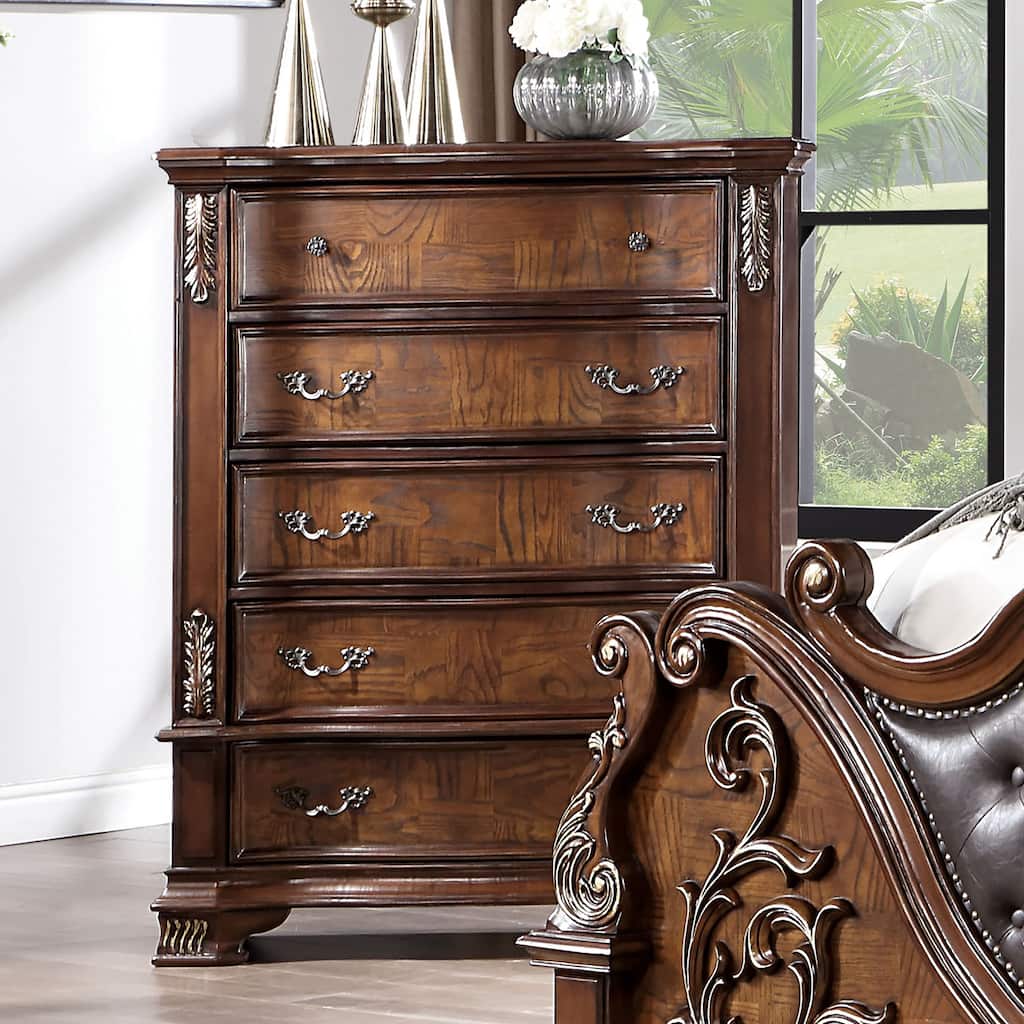 Furniture of America Wrea Traditional Wood 5-Drawer Tall Dresser