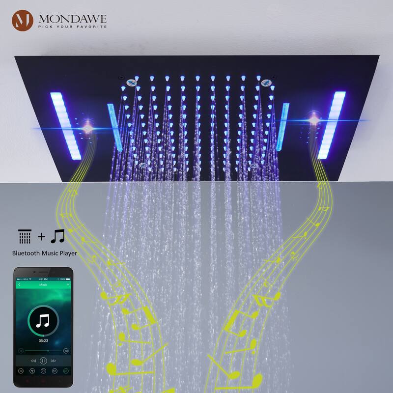 64 Colors LED Light and Music Ceiling Mounted Thermostatic Shower System