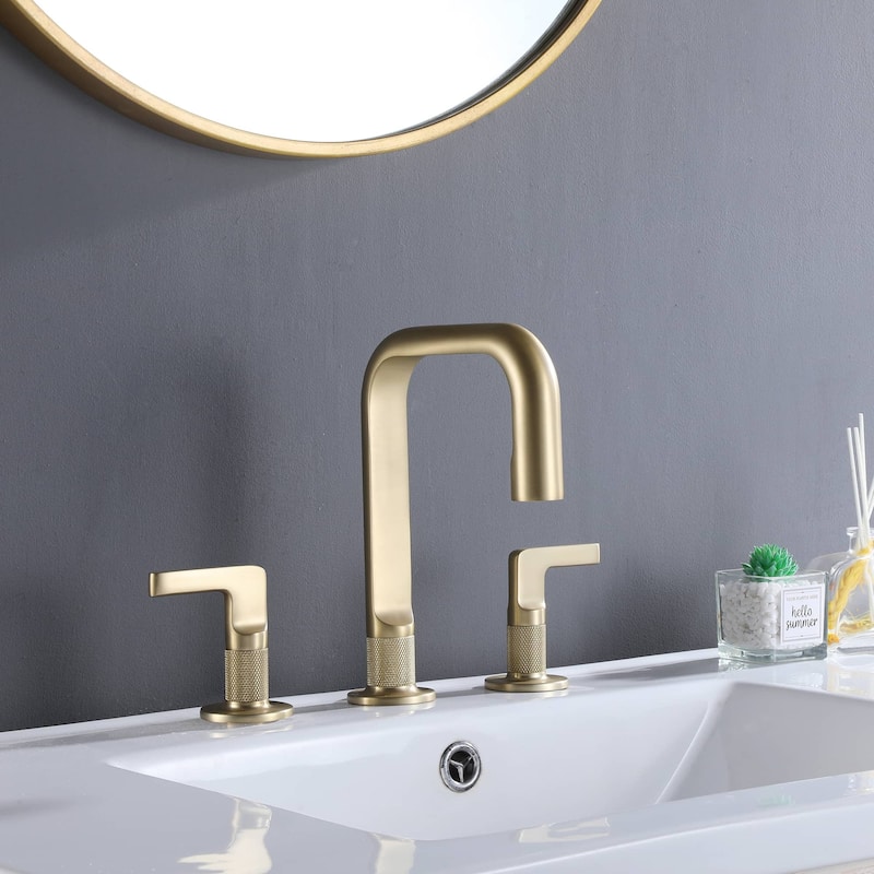 Widespread Bathroom Faucet 3 Holes Modern 8 Inch Bathroom Sink Faucet Double Handle Modern Basin Vanity Faucets Taps With Valve