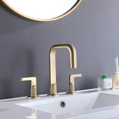 Widespread Bathroom Faucet 3 Holes Modern 8 Inch Bathroom Sink Faucet Double Handle Modern Basin Vanity Faucets Taps With Valve