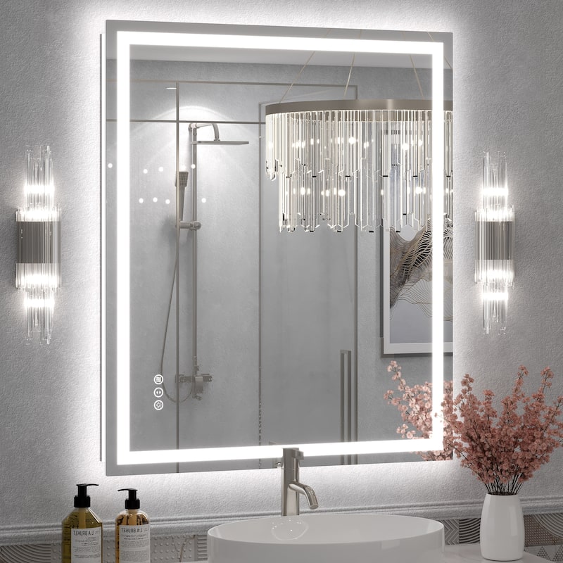 Large LED Bathroom Mirror with UL Listed, Front and Backlit, Anti-Fog - 36x30
