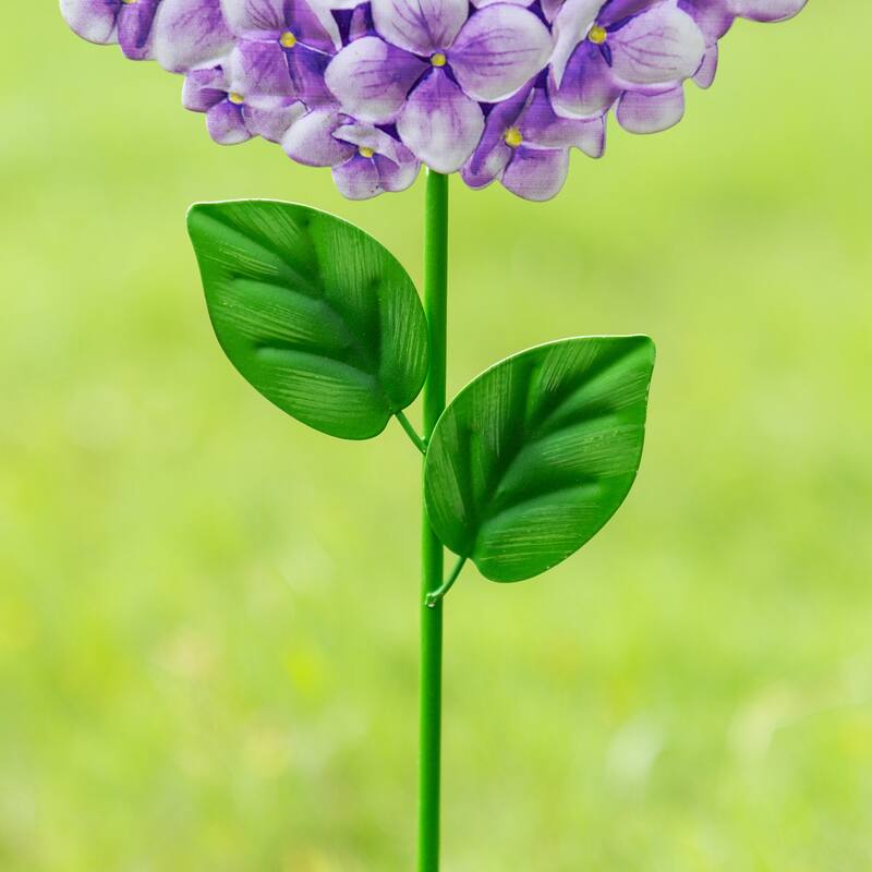 Glitzhome Set of 3 Metal Dimensional Flowers Yardstake Hydrangea Pick Wall Decor