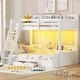 preview thumbnail 3 of 28, Twin over Full Bunk Bed with Shelves, Multi-functional Kids Storage Bed Frame with LED Light, Charging Station and Drawer