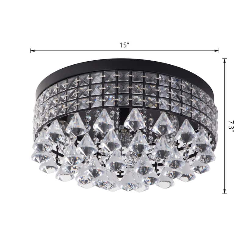 Maxax 4 - Light 15'' Crystal Metal Flush Mount