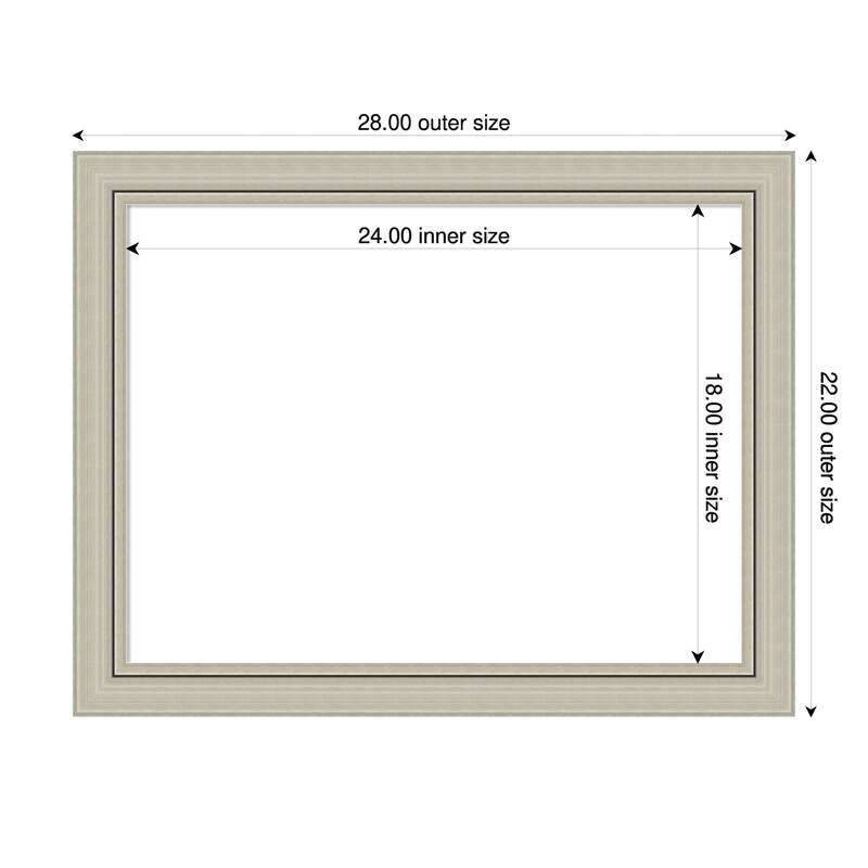 Amanti Art Romano Silver Narrow Framed Dry Erase Magnetic Board - 28 x 22 in