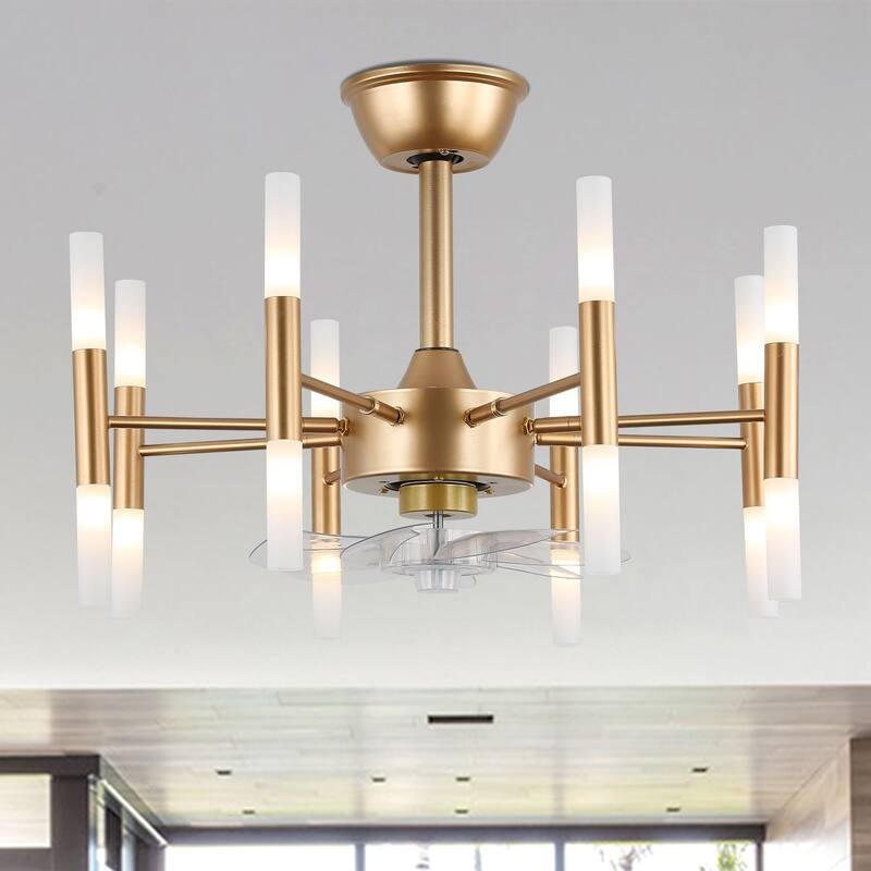 Oaks Aura Farrel 23 in.Indoor French Gold Luxury Ceiling Fan with Lights, 6-Speed Reversible Quiet DC Motor Ceiling Fan w/Remote - Remote