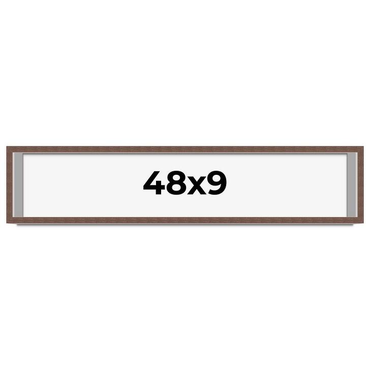 48x9 Shadow Box Frame Brown | 1.125 inches Deep Real Wood Rustic