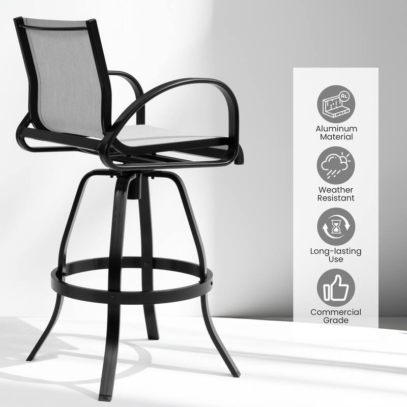 Crestlive Products Outdoor Patio All-weather Aluminum Swivel Bar Stools Sunbrella