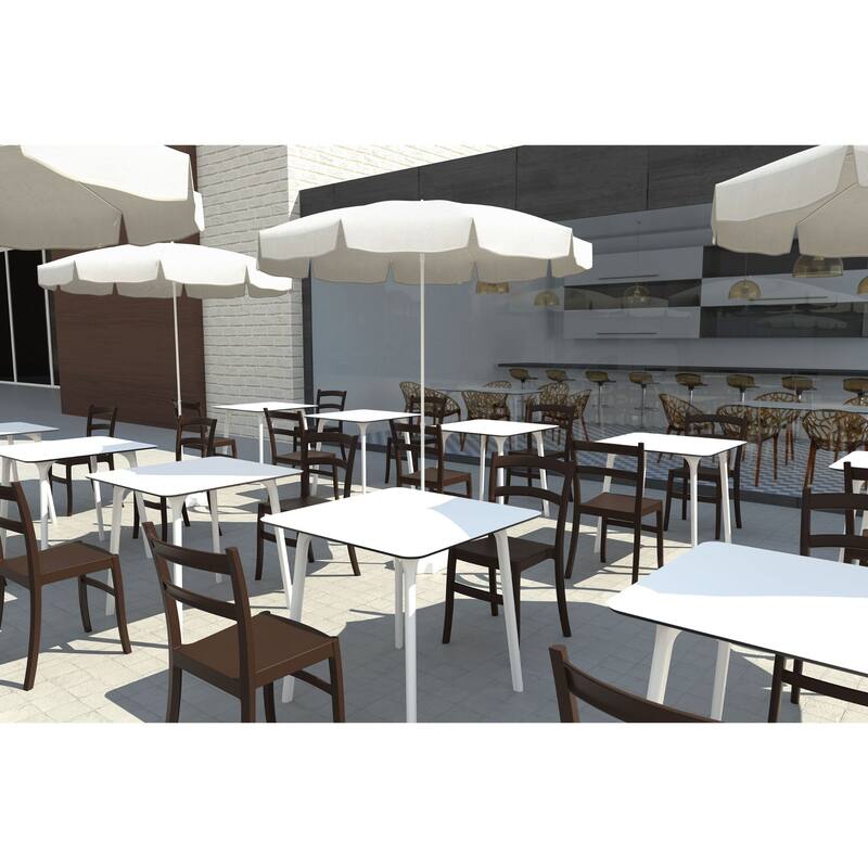 33.5" Brown Solid Patio Dining Armless Chair