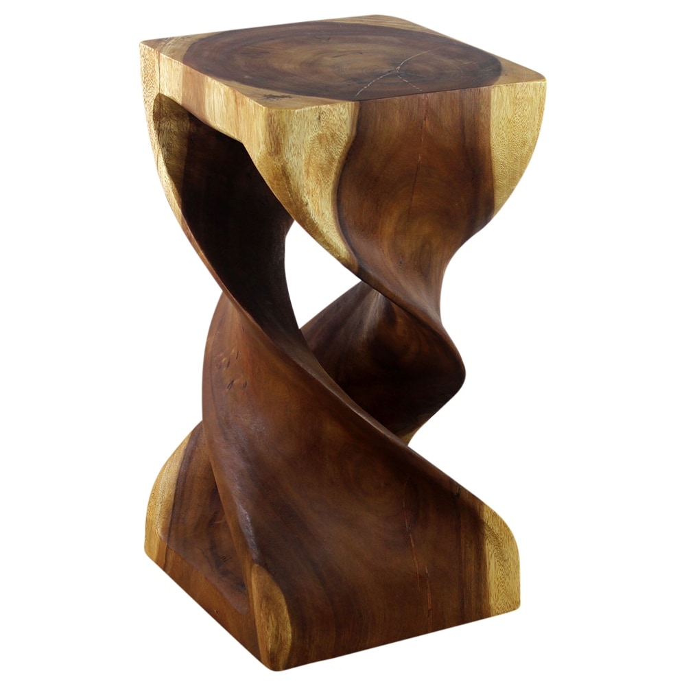 Haussmann Double Twist Solid Wood End Table - 12 x 12 x 23 in - Oak - 12 x 12 x 23