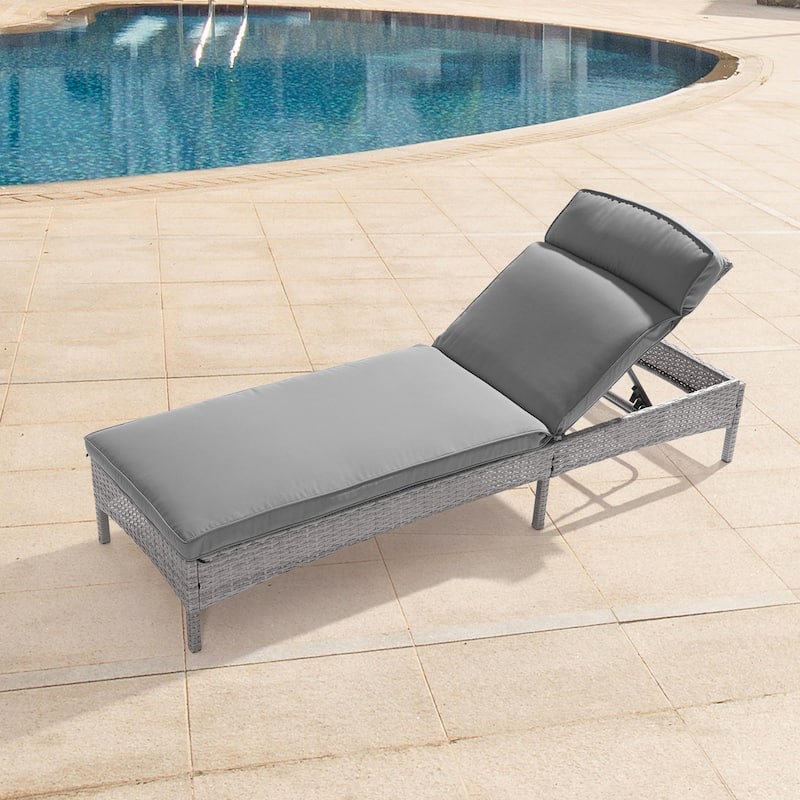 LIVOOSUN Patio Chair Rattan Single Lounge Water-Repellent Cushion - Grey