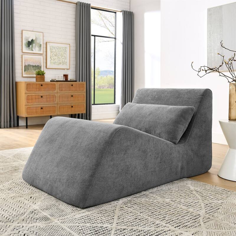 Chenille Memory Foam Floor Chair - Grey