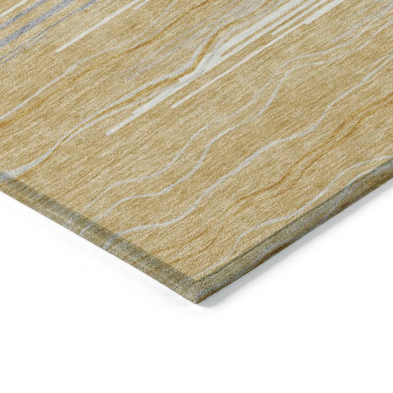 Machine Washable Indoor/ Outdoor Modern Stripe Chantille Rug