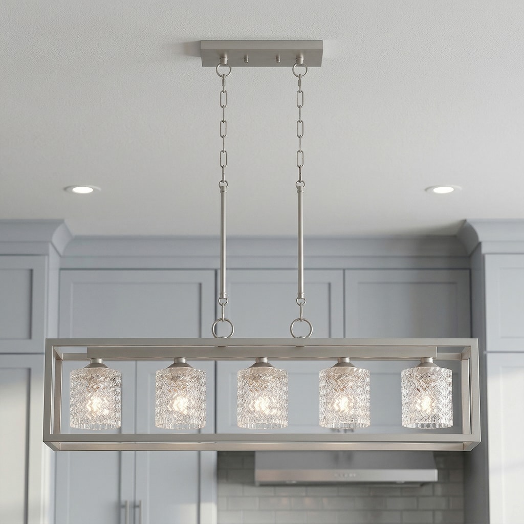Acroma 5-light Farmhouse Chandelier Rectangle Island Lights for Dining Room