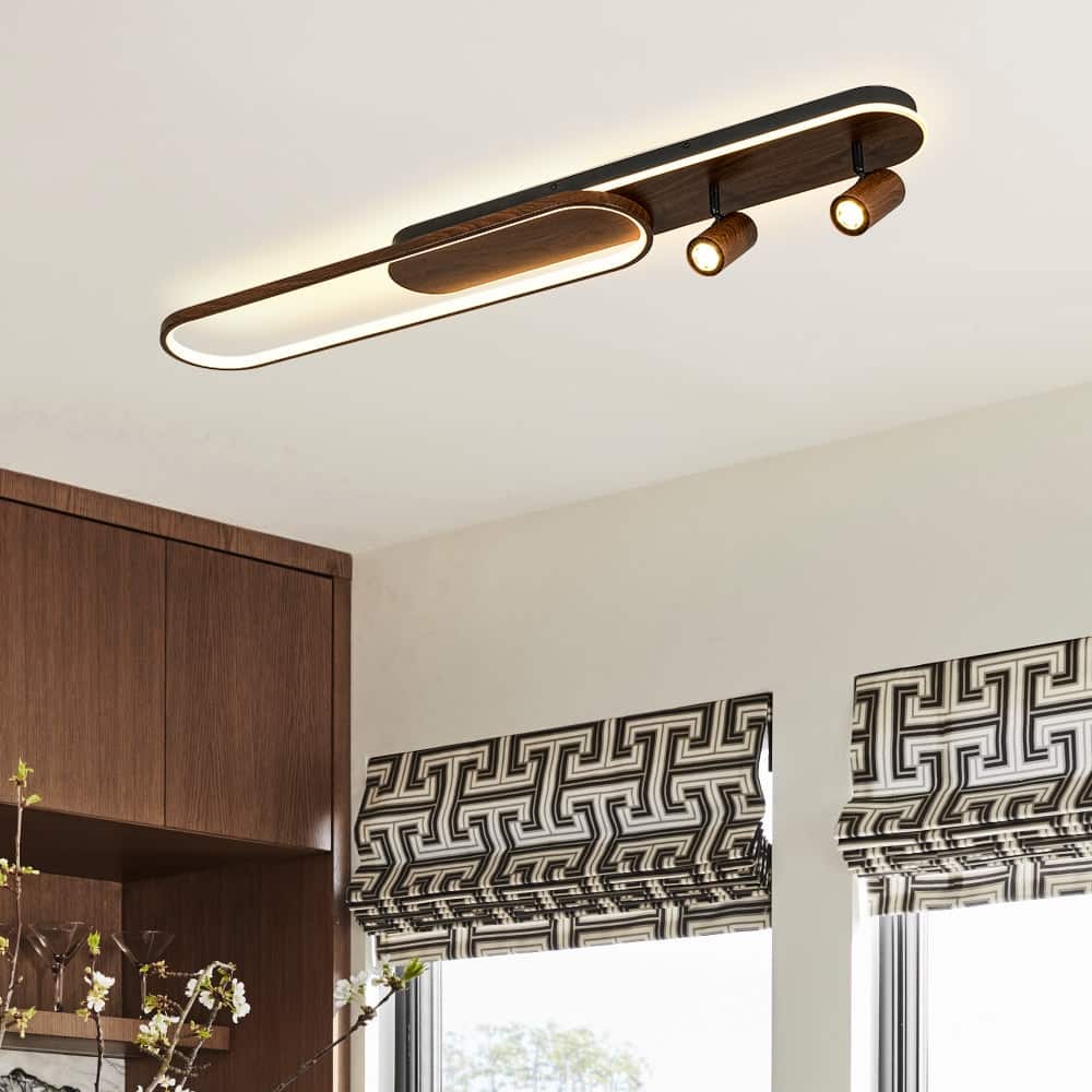 Shaker Farmhouse Linear Wood Dimmable LED Flush Mount Spotlight