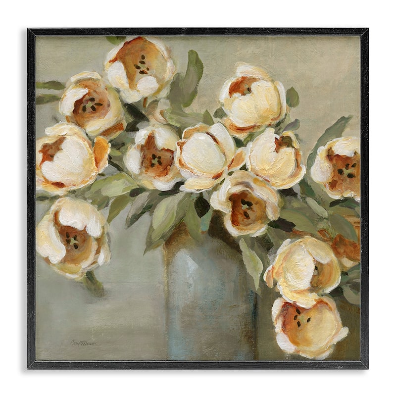 Stupell Curved Flowers in Vase Framed Giclee Art Design By Carol Robinson - 24 x 24 - Black