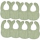 preview thumbnail 15 of 60, Muslin Cotton Baby Bibs Adjustable Size with Easy Snaps by Comfy Cubs Sage - Pack of 8