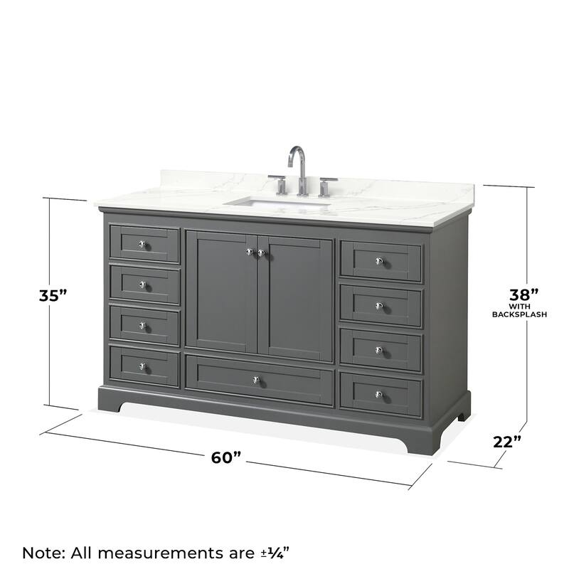 Wyndham Collection WCS202060S-QTZ-US3MXX Deborah 60" Free Standing