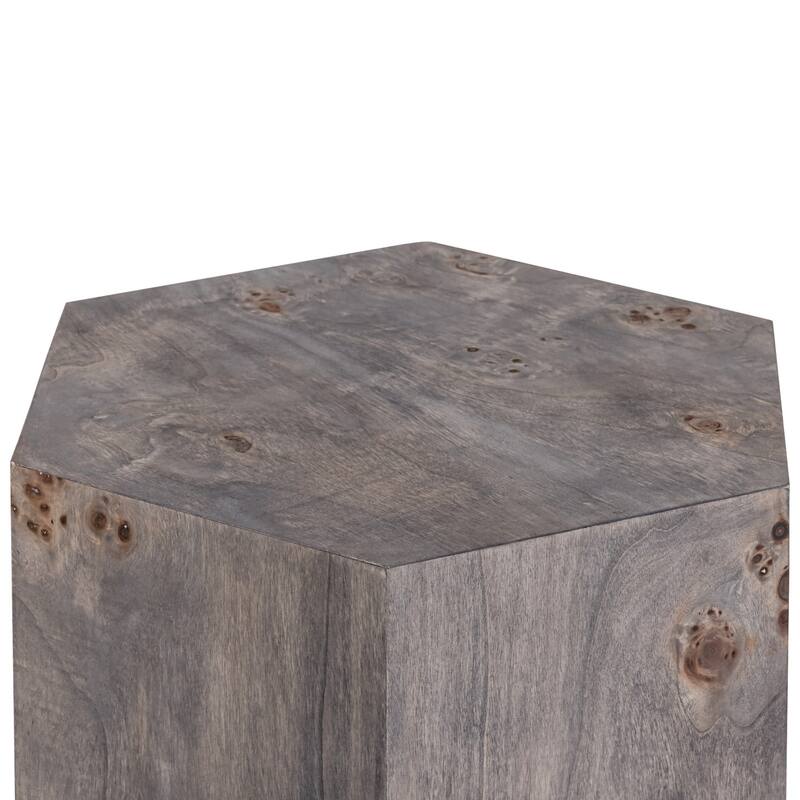 Hexagon Wooden Side Table - 18.75" - Charcoal Gray
