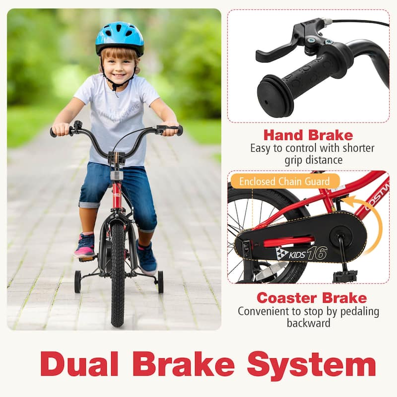 Costway 12"/14"/16"/18" Kids Bike for 3-4 Years Old Boys & Girls with