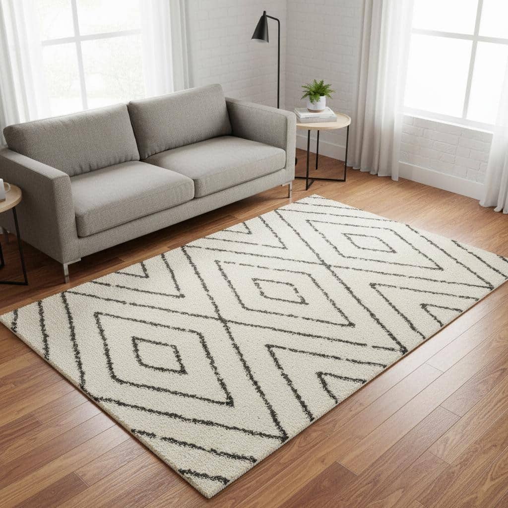 HomeRoots Geometric Modern Rectangle Area Rug - 5' X 8'