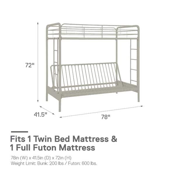 DHP TwinoverFuton White Metal Bunk Bed Bed Bath & Beyond 9751457