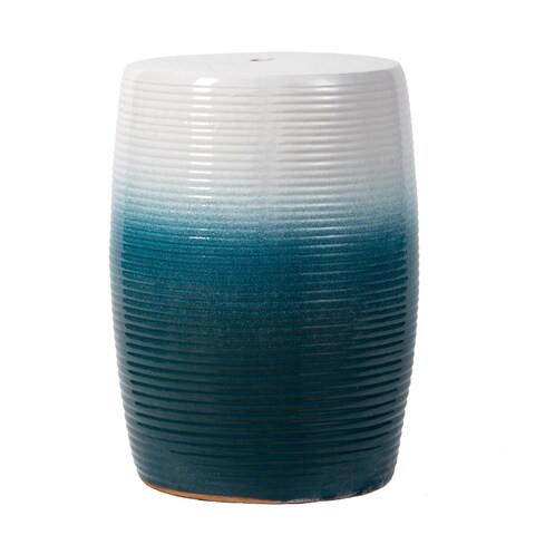 A&B Home Blue and White Ombre 18.5-inch Ceramic Textured Stool