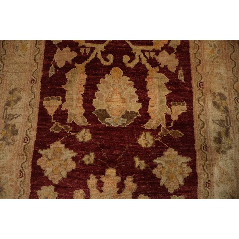 Hand Knotted Oriental 100% Wool Carpet Traditional Floral Red Peshawar Runner Rug - 8' 3'' X 2' 6''