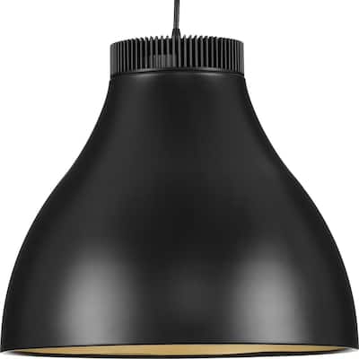 Radian LED Collection Modern Matte Black Metal Pendant - 16 in x 16 in x 14 in