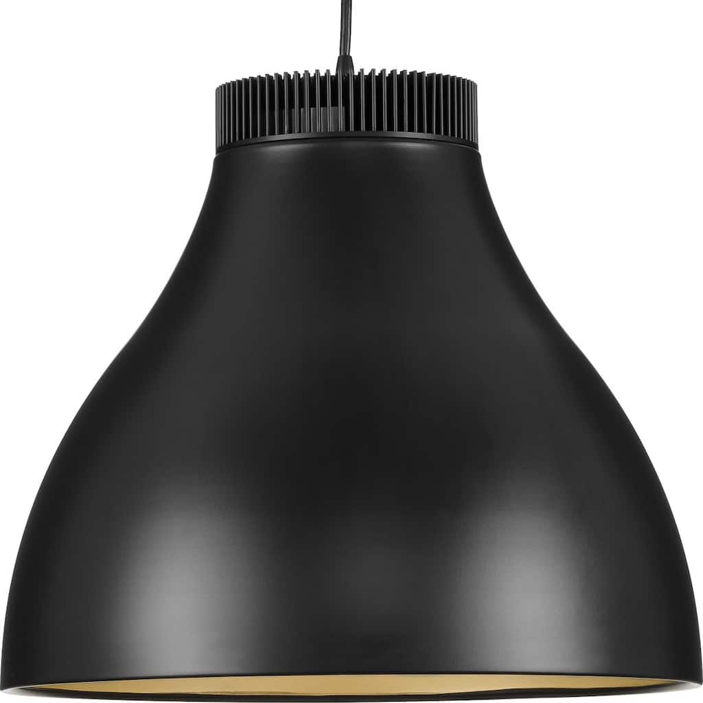 Radian LED Collection Modern Matte Black Metal Pendant - 16 in x 16 in x 14 in