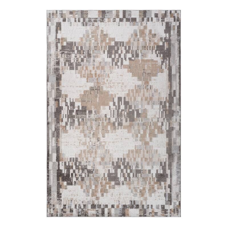 Bibon Distressed Abstract Stain Resistant Low Pile Durable Area Rug By HomeRoots