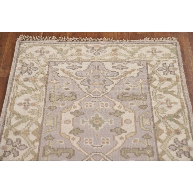 Oushak Style Runner Rug Hand-knotted Wool Carpet - 2'6"x 9'11"