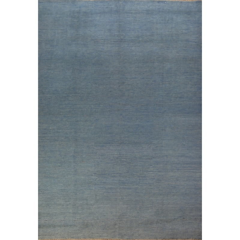 Blue Modern Gabbeh Oriental Area Rug Hand-Knotted Wool Carpet - 6'6" x 9'6"