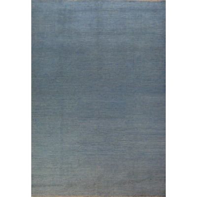 Blue Modern Gabbeh Oriental Area Rug Hand-Knotted Wool Carpet - 6'6" x 9'6"