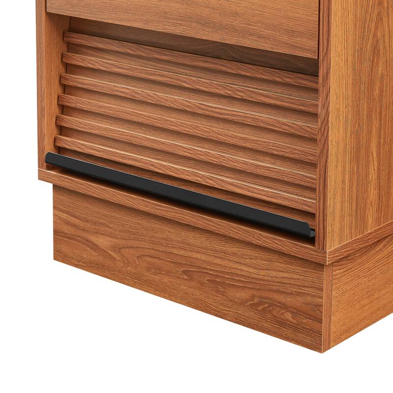 2 Drawers Nightstand with LED Lights, Bedside Tables End Table with Charging Station