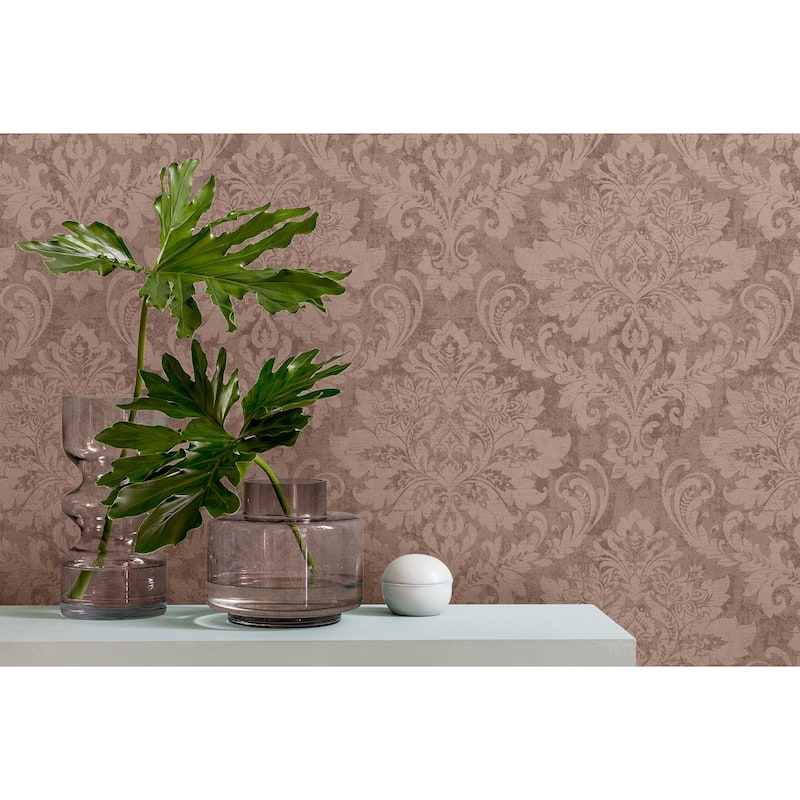 Seabrook Designs Roselyn Antique Damask Unpasted Wallpaper
