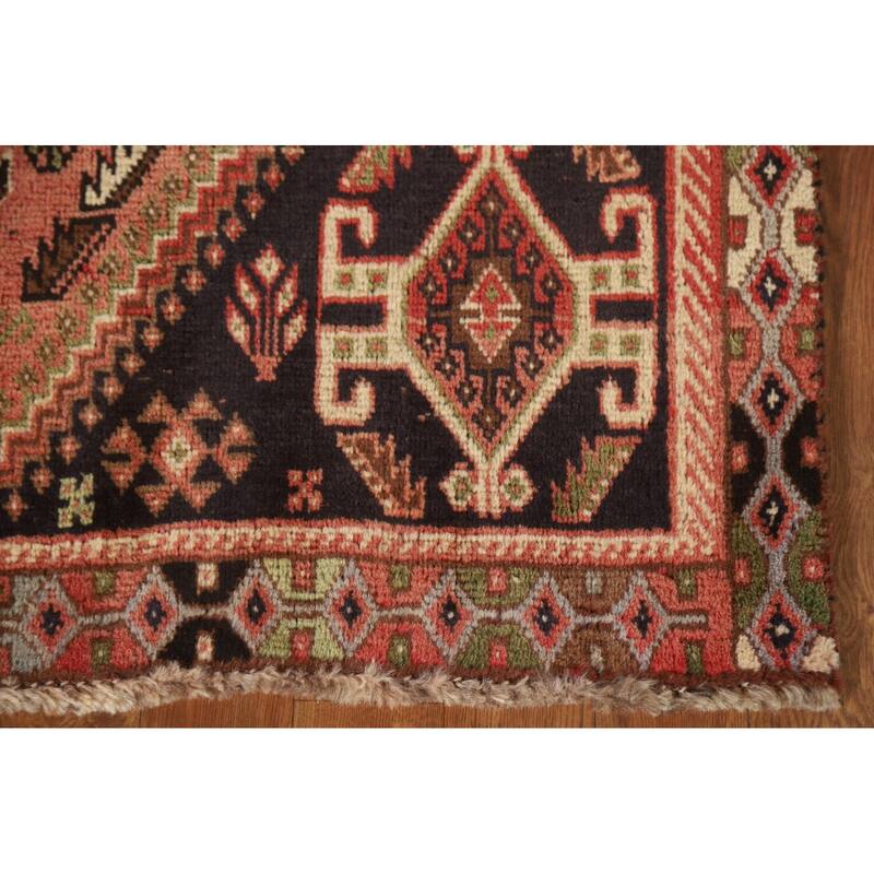 Tribal Shiraz Persian Vintage Runner Rug Handmade Wool Carpet - 3'5"x 9'7"