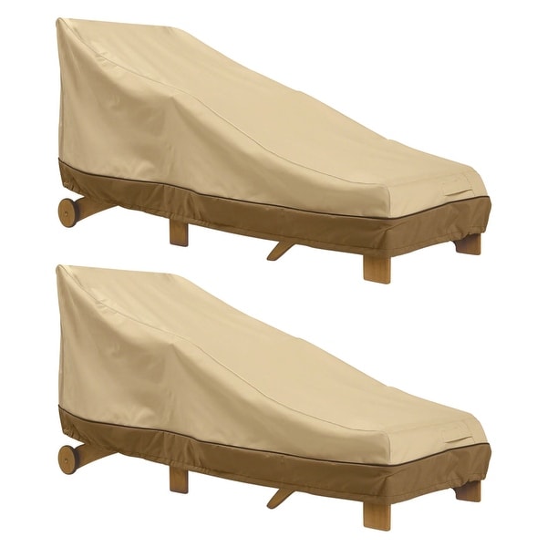 Classic Accessories Veranda Water-Resistant 66 Inch Patio Day Chaise Lounge Chair Cover, 2 Pack. Opens flyout.
