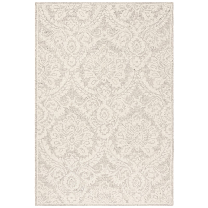 SAFAVIEH Handmade Blossom Esta Modern Floral Wool Rug - 2' x 3' - Silver/Ivory