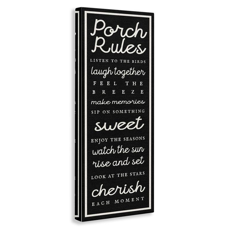 Stupell Porch Rules on Black Canvas Wall Art Design By Lil' Rue