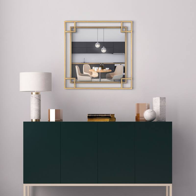 Mavis 22" Square Metal Wall Mirror, Bronze - 22 x 22