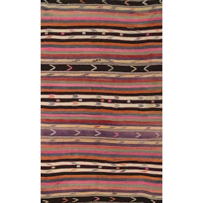 Hand Woven Oriental 100% Wool Carpet Southwestern Tribal Multi-Colored Kilim Area Rug - 8' 8'' X 5' 3''