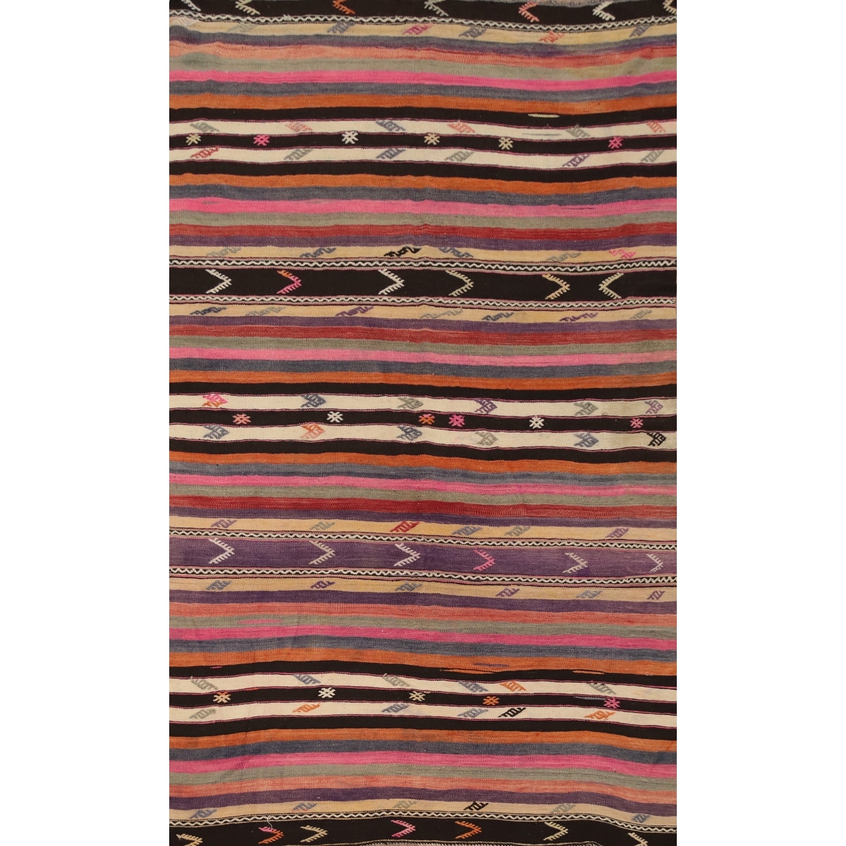 Hand Woven Oriental 100% Wool Carpet Southwestern Tribal Multi-Colored Kilim Area Rug - 8' 8'' X 5' 3''